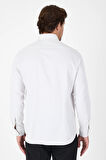 Bej Uzun Kol Sert Yaka Cepsiz  Slim Fit Pamuklu Gömlek 1004250225