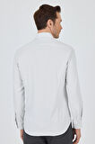 Beyaz Sert Yaka Cepsiz Gabardin Uzun Kol Slim Fit Esnek Gömlek 1004250232