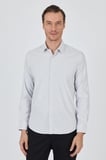 Beyaz Sert Yaka Cepsiz Gabardin Uzun Kol Slim Fit Esnek Gömlek 1004250232