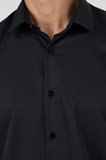 Siyah Sert Yaka Cepsiz Gabardin Uzun Kol Slim Fit Esnek Gömlek 1004250234