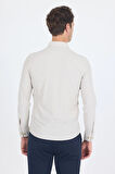 Taş Rengi Smart Düğmeli Yaka Uzun Kol Cepsiz Slim Fit Esnek Gömlek Gömlek 1004250252