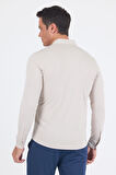 Taş Rengi İtalyan Düğmeli Yaka UzunKol Cepsiz Slim Fit Gömlek 1004250254