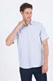 Koyu Lacivert Sert  Yaka Kısa Kol Cepli  Comfort Fit Cls Gömlek 1004250259