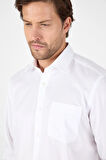 Beyaz Uzun Kol Sert Yaka Cepli Non Iron Comfort Fit Pamuklu Gömlek 1004250268