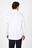 Beyaz Uzun Kol Sert Yaka Cepli Non Iron Comfort Fit Pamuklu Gömlek 1004250268