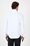 Beyaz Uzun Kol Düğmeli Yaka Cepsiz Performans Ürün Slim Fit  Gömlek 1004250270