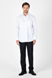 Beyaz Sert Yaka Düz Classic %100 Pamuk Comfort Fit Gömlek 1004250323