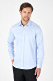 Mavi Sert Yaka Düz Classic %100 Pamuk Slim Fit Gömlek 1004250324