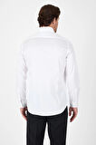 Beyaz Sert Yaka Düz Classic %100 Pamuk Slim Fit Gömlek 1004250324