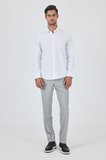 Beyaz Sert Yaka Düz Classic Pamuklu Slim Fit Gömlek 1004250900