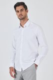 Beyaz Sert Yaka Düz Classic Pamuklu Slim Fit Gömlek 1004250900