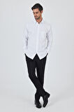 Beyaz Sert Yaka Düz Classic Comfort Fit Gömlek 1004250901