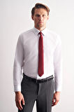 Beyaz Klasik Yaka Uzun Kol Cepsiz Slim Fit Basic Pamuklu Gömlek 1004255057