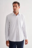 Beyaz Sert Yaka Uzun Kol Cepli Comfort Fit Classic Gömlek 1004255164