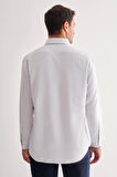Beyaz Sert Yaka Uzun Kol Cepli Comfort Fit Classic Gömlek 1004255164