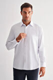 Beyaz Sert Yaka Uzun Kol Cepli Comfort Fit Classic Gömlek 1004255164