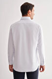 Beyaz Sert Yaka Uzun Kol Cepli Comfort Fit Classic Gömlek 1004255164