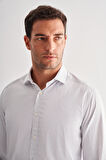 Beyaz Yarım İtalyan Yaka Uzun Kol Cepsiz Slim Fit Cls Gömlek 1004255174