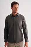 Haki Sert Yaka Uzun Kol Slim Fit Pamuklu Gömlek 1004255175