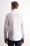 Beyaz Yarım İtalyan Yaka Uzun Kol Premium Slim Fit Pamuklu Gömlek 1004255198