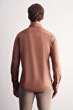 Vizon Düğmeli Yaka Örme Uzun Kol Performans Ürün Slim Fit Esnek Gömlek 1004255270