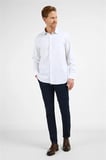 Beyaz - Lila Çizgili Desen Sert Yaka Uzun Kol Cepli Comfort Fit Pamuklu Gömlek 1004255274