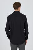 Siyah Sert Yaka Uzun Kol Cepsiz Comfort Fit Pamuklu Gömlek 1004255287