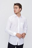 Beyaz Uzun Kol Sert Yaka Düz Pamuklu Comfort Fit Gömlek 1004260051