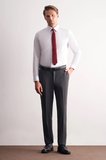 Beyaz Uzun Kol Sert Yaka Düz Pamuklu Slim Fit Gömlek 1004260057