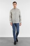 Vizon Keten Düğmeli Yaka Uzun Kol Slim Fit %100 Keten Gömlek 1004260161