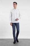 Beyaz Keten Düğmeli Yaka Uzun Kol Slim Fit %100 Keten Gömlek 1004260161