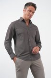 Kahverengi Tulum Yaka Uzun Kol Cepsiz Örme Slim Fit Pamuklu Gömlek 1004260208