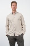 Bej Tulum Yaka Uzun Kol Cepsiz Örme Slim Fit Pamuklu Gömlek 1004260208