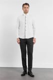 Beyaz Uzun Kol Ata Yaka Düz Pamuklu Slim Fit Gömlek 1004260215