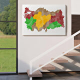 Harita Sepeti Türkiye Bölgeler haritası Dekoratif Kanvas Tablo 1004