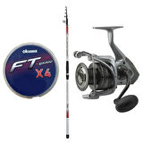 YekOutdoor Olta Seti Kendo Atlantic Surf 4.20m 100-250gr Olta Kamışı&Okuma Tomcat TMC-8000 (4.8:1) 6+1bb Olta Makinesi