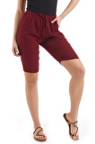 Şile Bezi Kadın Bordo Cepli Şort