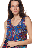 Şile Bezi Turkuaz Patchwork Elbise