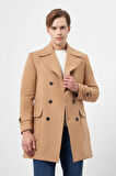 Camel Kruvaze Kaşe Kırlangıç Yaka Düz Tek Yırtmaç Tam Astar Slim Fit Classic Palto 1005245151