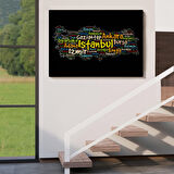 Harita Sepeti İller İsimli Siyah Zeminli Dekoratif Kanvas Tablo 1005