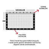 1x17 SİYAH KUŞ FİLESİ BALKON PERDESİ HAZIR KOPÇALI VE KORNİŞ DÜĞMELİ KEDİ KORUMA AĞI DOLU FİLESİ MİSİNA FİLE KUŞ ÖNLEME FİLESİ BALKON KORUMA AĞI