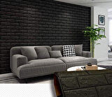 NW06-70X500cm Kendinden Yapışkanlı Siyah Tuğla Desen 3D Duvar Kağıdı Paneli Tek Parça