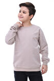 Basic Düz Renk VizonFırçalı Yumuşak Pamuk Sweatshirt