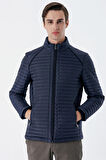 Kapitone Dolumlu Dik Yaka Astarlı Slim Fit Dar Kesim Casual Mont 1007235164 Koyu Lacivert