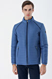 Kapitone Dolumlu Dik Yaka Astarlı Slim Fit Dar Kesim Casual Mont 1007235164 Petrol Mavi