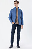 Kapitone Dolumlu Dik Yaka Astarlı Slim Fit Dar Kesim Casual Mont 1007235164 Petrol Mavi