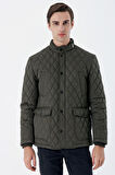Kapitone Dik Yaka Astarlı Slim Fit Dar Kesim Casual Mont 1007235165 Koyu Haki