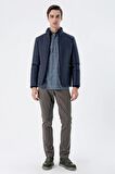 Koyu Lacivert Kapitone Dolumlu Dik Yaka Astarlı Slim Fit Dar Kesim Casual Mont 1007235264