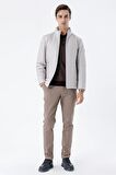 Taş Rengi Kapitone Dolumlu Dik Yaka Astarlı Slim Fit Dar Kesim Casual Mont 1007235264