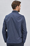 Koyu Lacivert Dik Yaka Yarım Astar Comfort Fit Rahat Kesim Casual Mont 1007240150